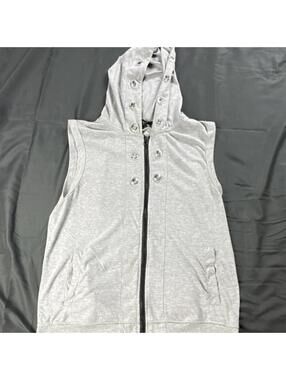 Victorious Mens Size M Sleeveless Full Zip Hoodie Vest Gray